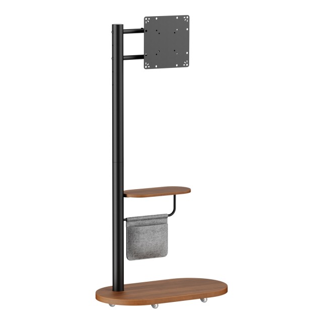 BRATECK βάση τηλεόρασης δαπέδου FS54-22T-02W, 17-43", έως 15kg, με ράφι & ροδάκια, μαύρη