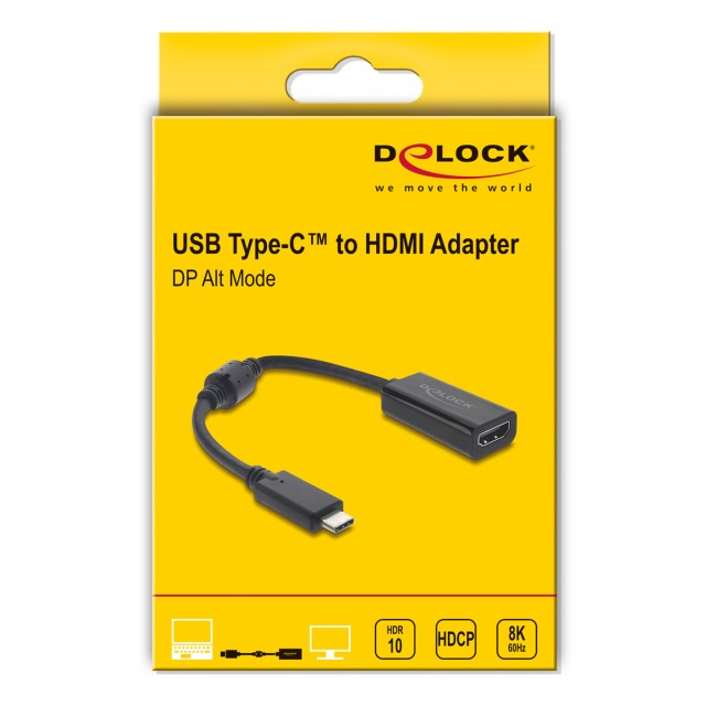 DELOCK αντάπτορας USB-C σε HDMI 61085, 8K/60Hz, μαύρος