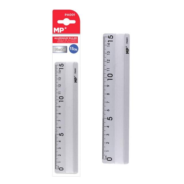 MP μεταλλικός χάρακας PA001, 15cm, ασημί