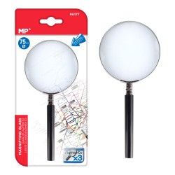 MP μεγεθυντικός φακός PA177, x3, 75mm, μεταλλικός με γυάλινο φακό, μαύρος/ασημί