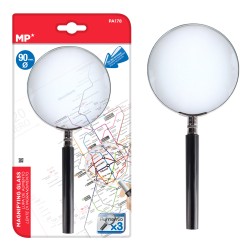 MP μεγεθυντικός φακός PA178, x3, 90mm, μεταλλικός με γυάλινο φακό, μαύρος/ασημί