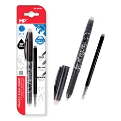 MP στυλό διαρκείας PE217N με ανταλλακτικό μελάνι, erasable, 0.7mm, μαύρο