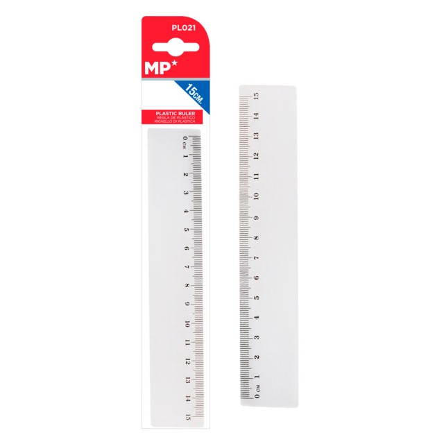 MP πλαστικός χάρακας PL021, 15cm, διάφανος