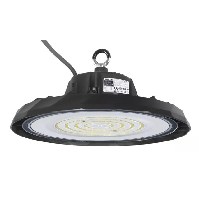POWERTECH LED φωτιστικό καμπάνα PT-1531, 100W, 6500K, Φ30x11cm, IP65, μαύρο