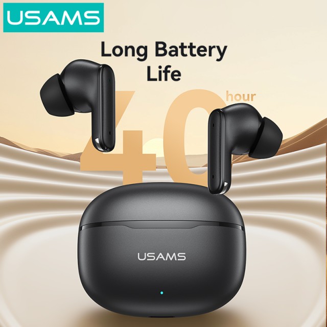 USAMS earphones με θήκη φόρτισης E05, True Wireless, BT 6.0, λευκό