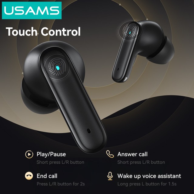 USAMS earphones με θήκη φόρτισης E05, True Wireless, BT 6.0, λευκό