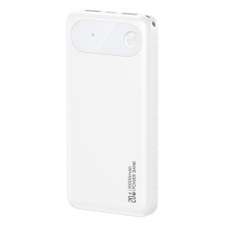 USAMS power bank CD249 με οθόνη, 3x θύρες εξόδου, 10000mAh, PD20W, λευκό