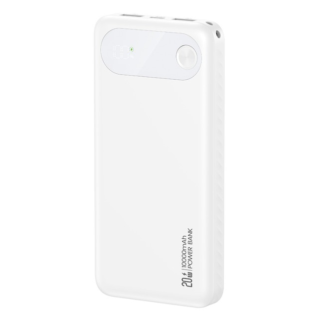 USAMS power bank CD249 με οθόνη, 3x θύρες εξόδου, 10000mAh, PD20W, λευκό
