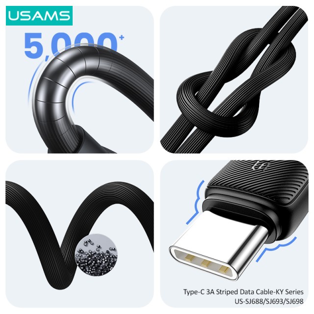 USAMS καλώδιο USB-C σε USB US-SJ693, 3A, 480Mbps, 2m, μαύρο