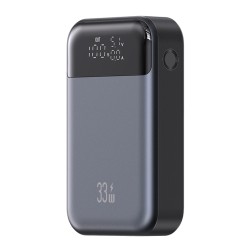 USAMS power bank CD221 με οθόνη, 2x θύρες εξόδου, 10000mAh, PPS 33W, γκρι