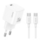 USAMS φορτιστής τοίχου CC262 με καλώδιο USB-C, 30W, GaN, λευκός