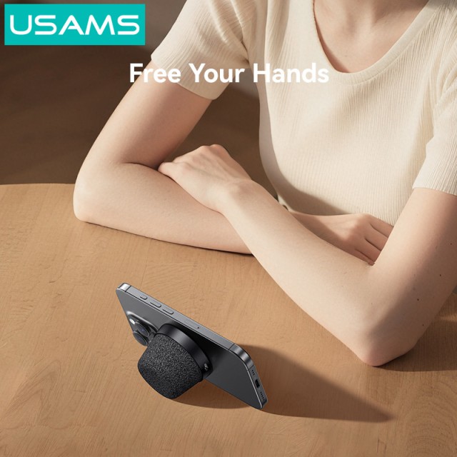 USAMS μίνι φορητό ηχείο YX016, μαγνητικό, 3W, Bluetooth, 700mAh, μαύρο