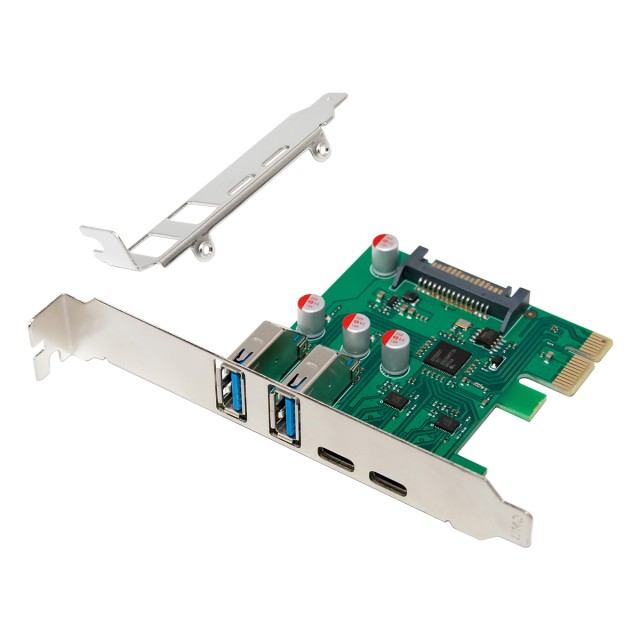 POWERTECH κάρτα επέκτασης PCIe σε 2x USB & 2x USB-C ST632, 5Gbps, NEC D720201
