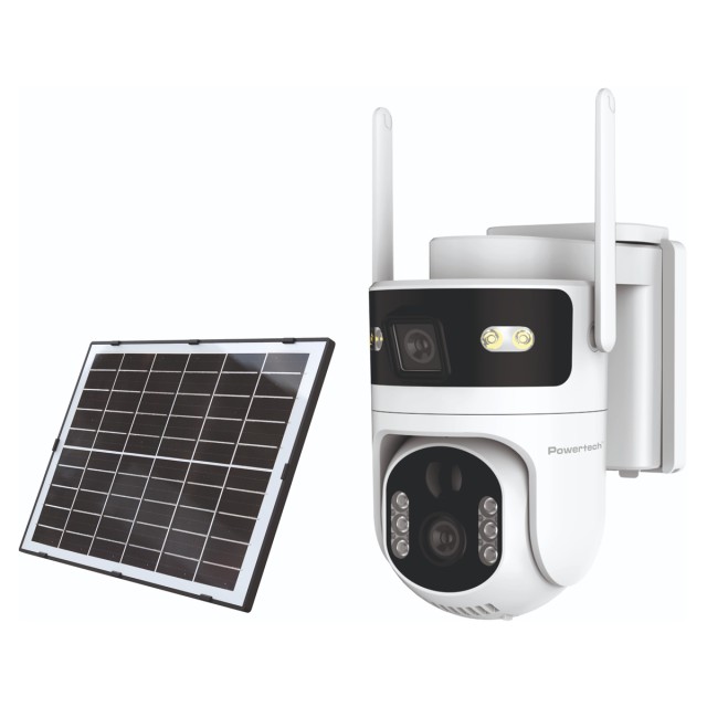 POWERTECH smart ηλιακή κάμερα PT-1547, dual lens, 4MP, 4G, PTZ, SD, IP65