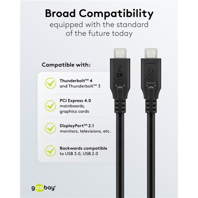 GOOBAY καλώδιο USB-C 74198, USB4, 100W, 20Gbps, 4K/60Hz, 3m, μαύρο