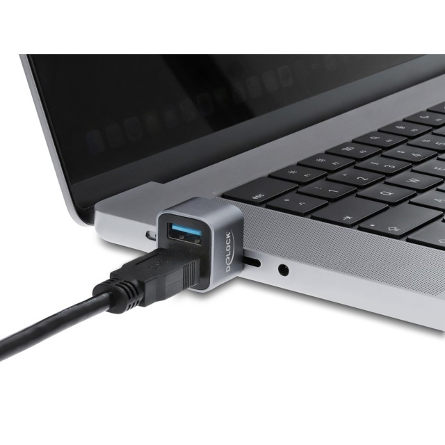 DELOCK mini USB hub 64359, 2x θυρών, USB 3.2, 10Gbps, USB-C σύνδεση, γκρι