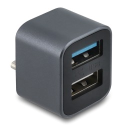 DELOCK mini USB hub 64359, 2x θυρών, USB 3.2, 10Gbps, USB-C σύνδεση, γκρι