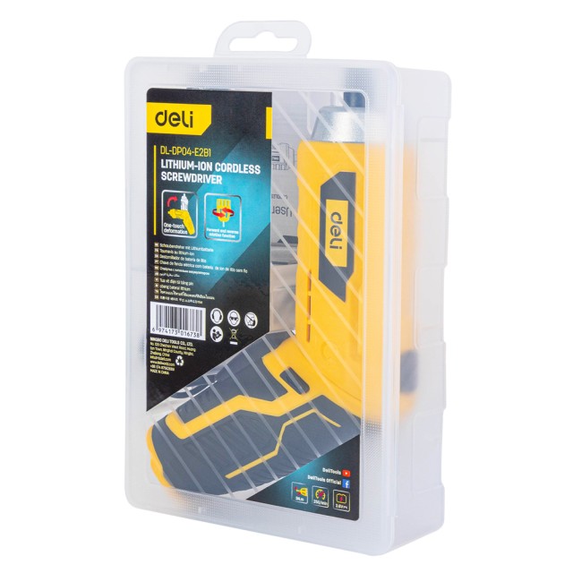 DELI κατσαβίδι μπαταρίας με μύτες DL-DP04-E2B1, LED φακός, 1500mAh