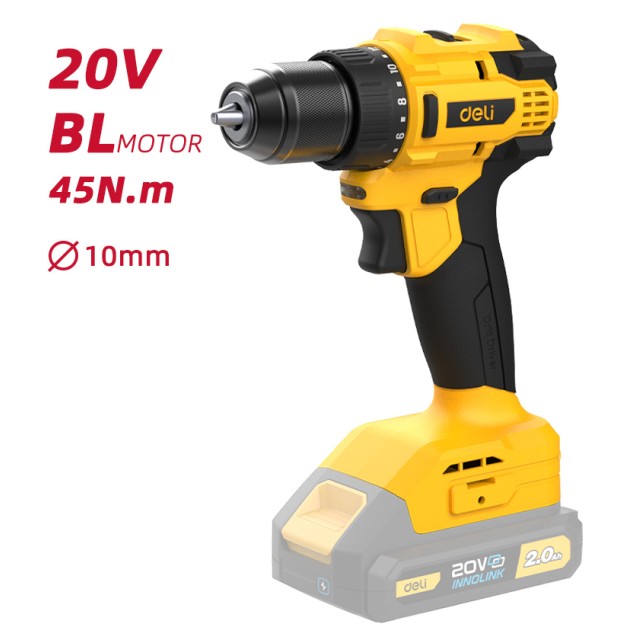 DELI δράπανο μπαταρίας DC120Z, Brushless, 20V, 45N.m