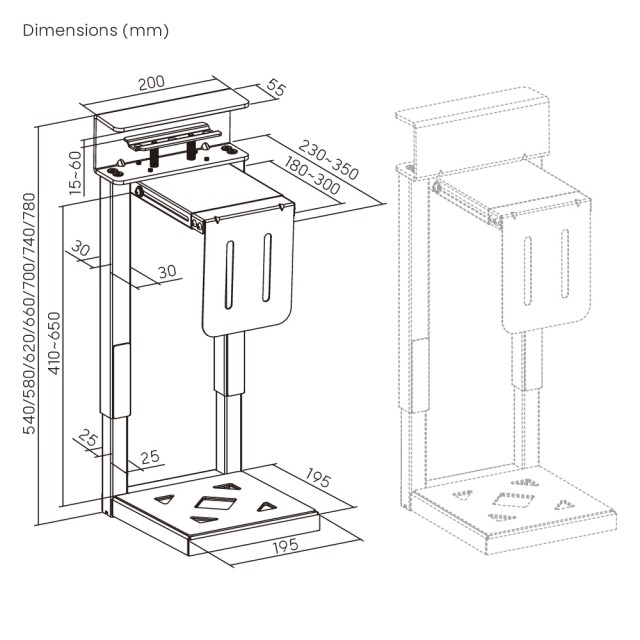BRATECK βάση γραφείου για PC CPB29-01, universal, μεταλλική, έως 30kg