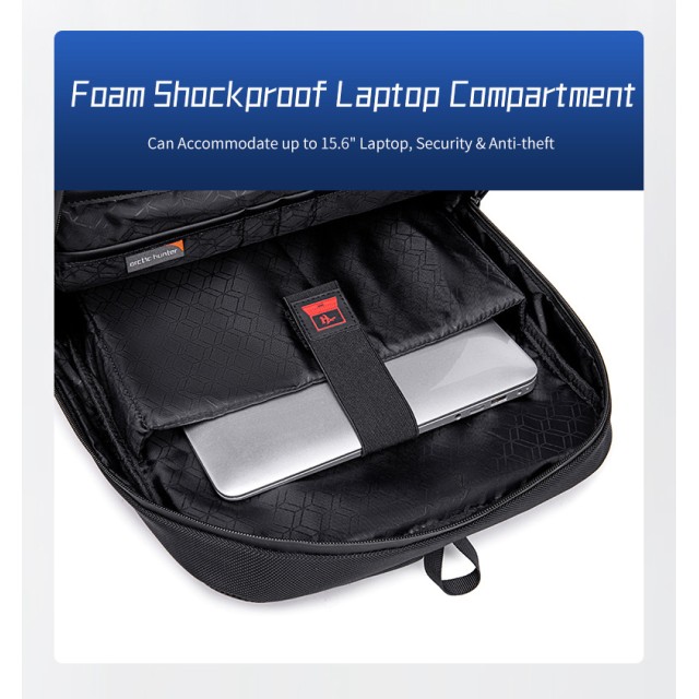 ARCTIC HUNTER τσάντα πλάτης B00111 με θήκη laptop 15.6", 20L, μαύρη