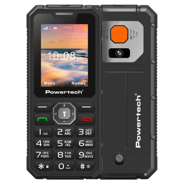 POWERTECH κινητό τηλέφωνο Sentry Armor, dual SIM, πλήκτρο SOS, 4G, IP67, μαύρο