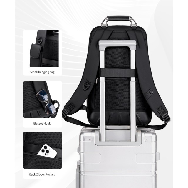 ARCTIC HUNTER τσάντα πλάτης B00915 με θήκη laptop 15.6", USB, 20L, μαύρη