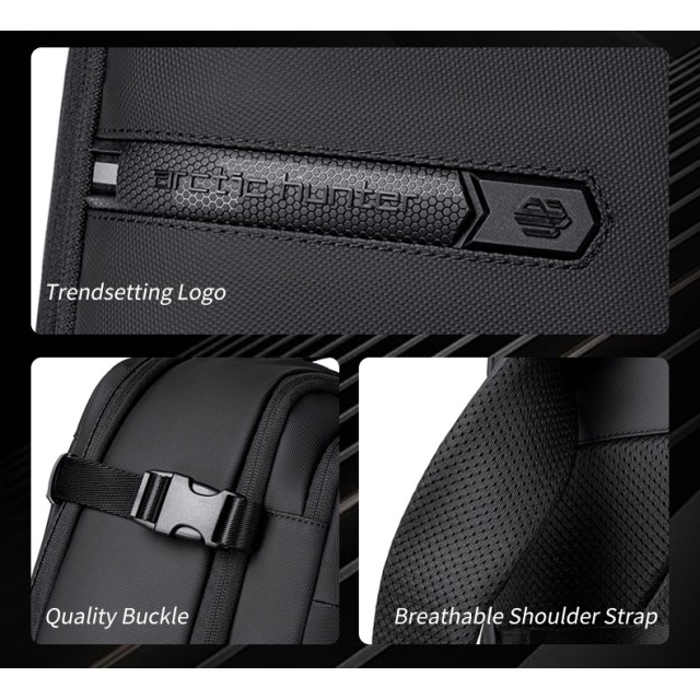 ARCTIC HUNTER τσάντα πλάτης B00866 με θήκη laptop 15.6", αεροστεγής θήκη, 35.5L/49.5L, μαύρη