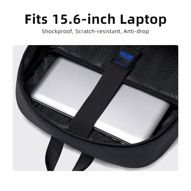 GOLDEN WOLF τσάντα πλάτης GB00705 με θήκη laptop 15.6", 17L, μαύρη