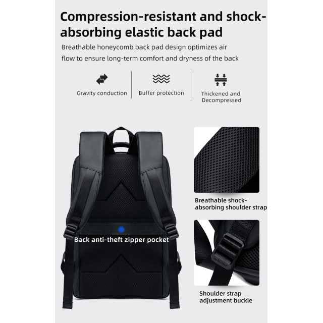 GOLDEN WOLF τσάντα πλάτης GB00731 με θήκη laptop 15.6", 17L, μαύρη