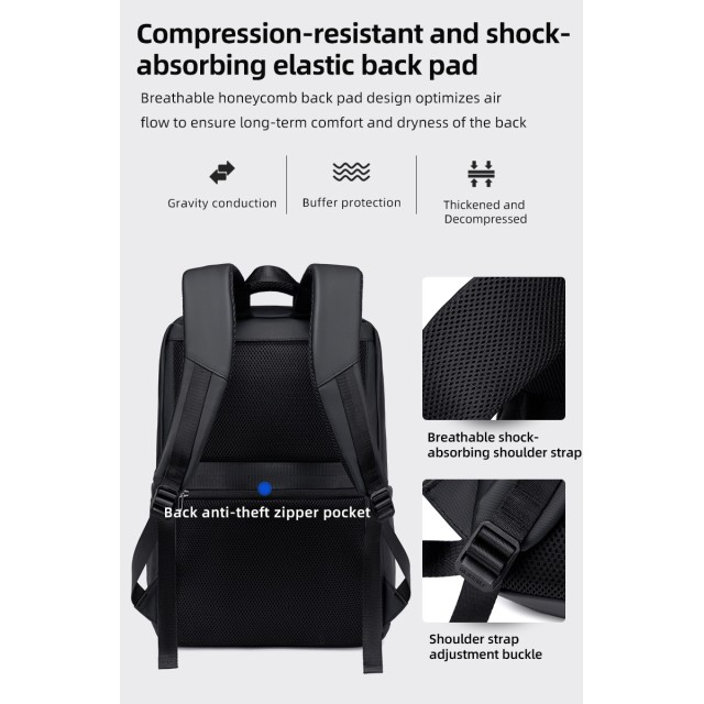 GOLDEN WOLF τσάντα πλάτης GB00707 με θήκη laptop 15.6", 21L, μαύρη