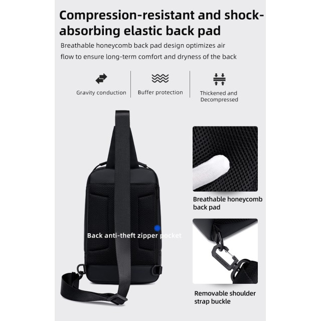 GOLDEN WOLF τσάντα Crossbody GXB00725, 4L, μαύρη