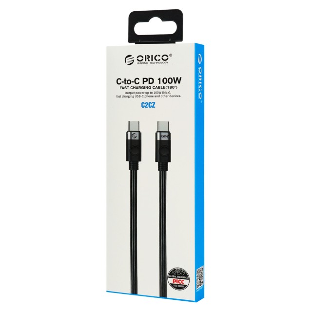ORICO καλώδιο USB-C C2CZ, 100W, 480Mbps, 1m, μαύρο