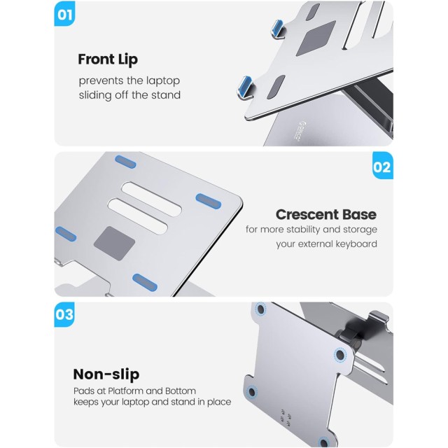 ORICO μεταλλική βάση για laptop/tablet LST-T1, 11~15.6", foldable, ασημί