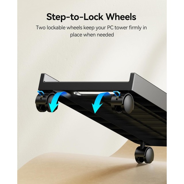 ORICO βάση PC CPB2 με ροδάκια, 45.5x22cm, πλαστική, μαύρη