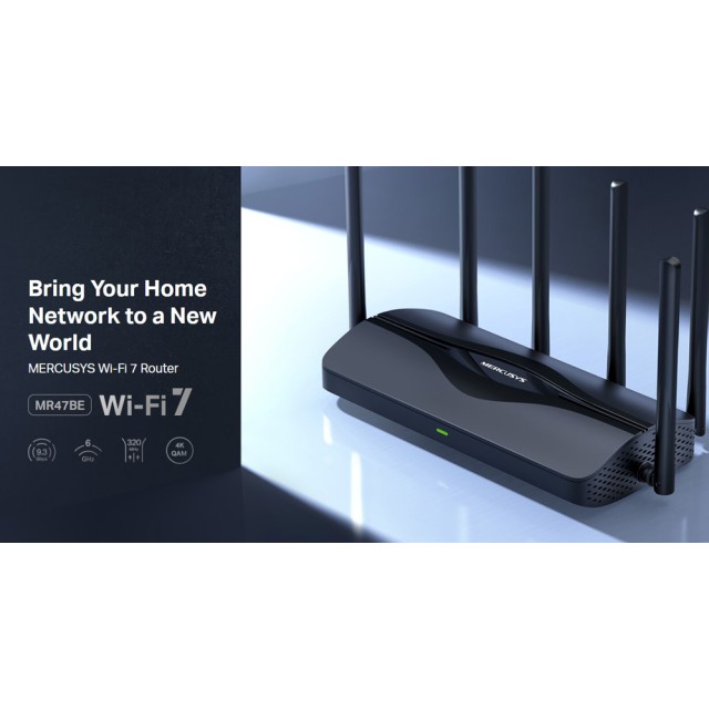 MERCUSYS router MR47BE, WiFi 7, 9.3Gbps BE9300, Tri-Band, V2.0