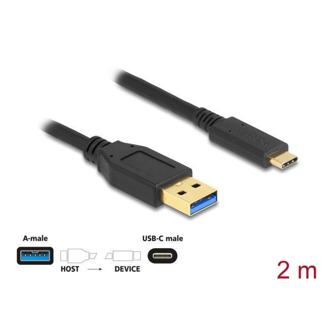 DELOCK καλώδιο USB-C σε USB 84004, 10Gbps, 2m, μαύρο