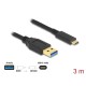 DELOCK καλώδιο USB-C σε USB 84006, 10Gbps, 3m, μαύρο