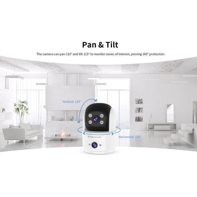 VSTARCAM smart κάμερα C996DR, 2MP, dual lens, WiFi, PTZ, SD