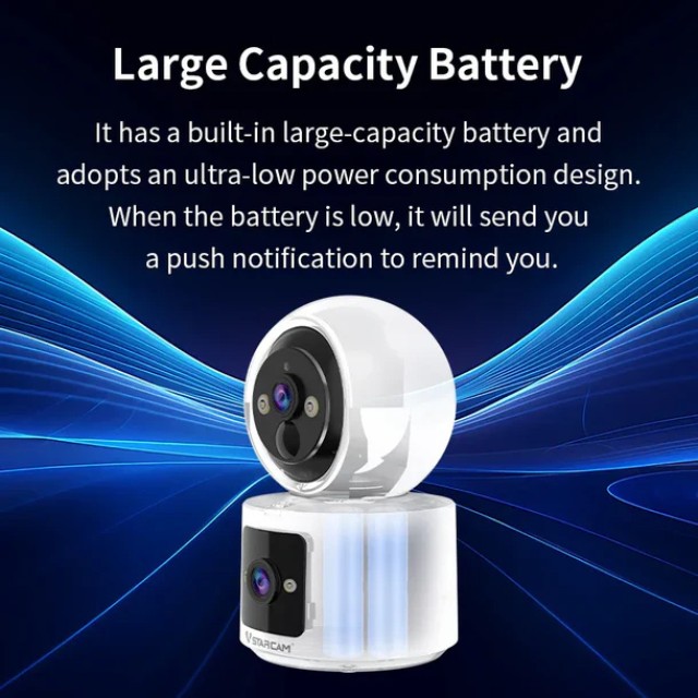 VSTARCAM smart κάμερα CB90DR, 2MP, dual lens, WiFi, PTZ, SD, 5200mAh backup battery