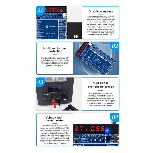 SUNSHINE tester μπαταριών SS-916 Ultra για Apple & Android smartphone, V3.0