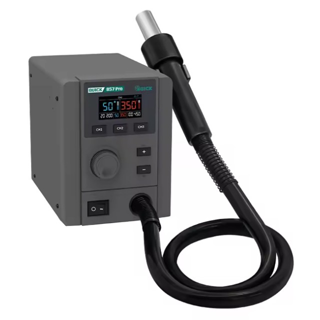 QUICK σταθμός θερμού αέρα QUICK857 Pro με air gun, 580W, 100-500 °C