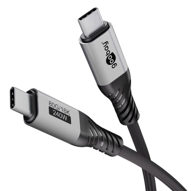 GOOBAY καλώδιο USB-C 74776, USB4, 240W, 80Gbps, 16K/60Hz, 1.5m, μαύρο