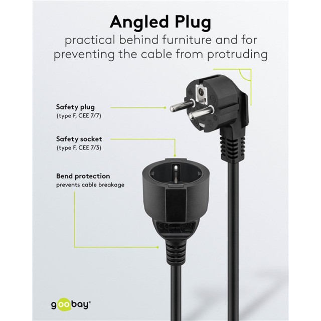 GOOBAY μπαλαντέζα προέκταση ρεύματος 94700, schuko, 3x 1.5mm², 2m, μαύρη