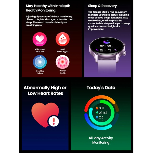 ZEBLAZE smartwatch Btalk 3 Plus, heart rate, 1.39" IPS, χρυσό