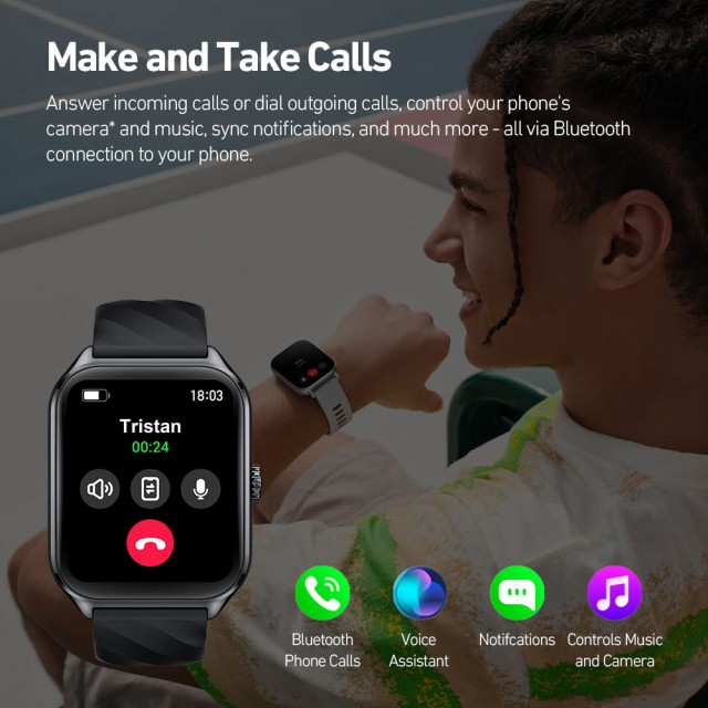 ZEBLAZE smartwatch GTS 4, heart rate, 1.94" AMOLED, IP68, μαύρο