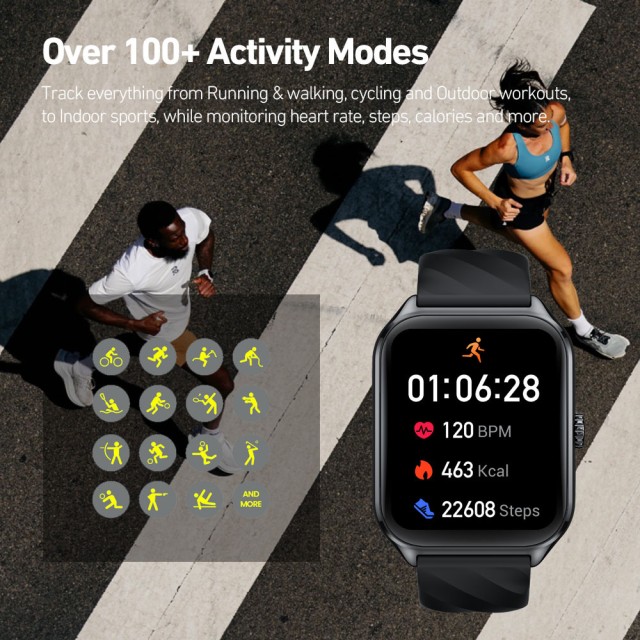 ZEBLAZE smartwatch GTS 4, heart rate, 1.94" AMOLED, IP68, μαύρο