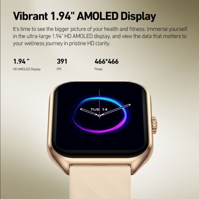 ZEBLAZE smartwatch GTS 4, heart rate, 1.94" AMOLED, IP68, μαύρο