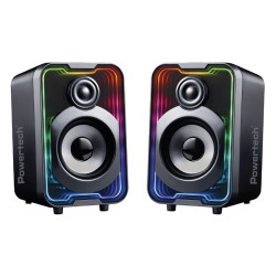 POWERTECH ηχεία PT-1575 με RGB φωτισμό, 2x 5W, Bluetooth & USB/USB-C, μαύρα