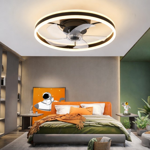 POWERTECH ανεμιστήρας οροφής PT-1560 με LED φως, 45W, Φ50x20cm, μαύρος